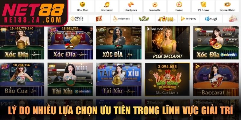 Lý do nhiều lựa chọn ưu tiên casino Net88 trong lĩnh vực giải trí